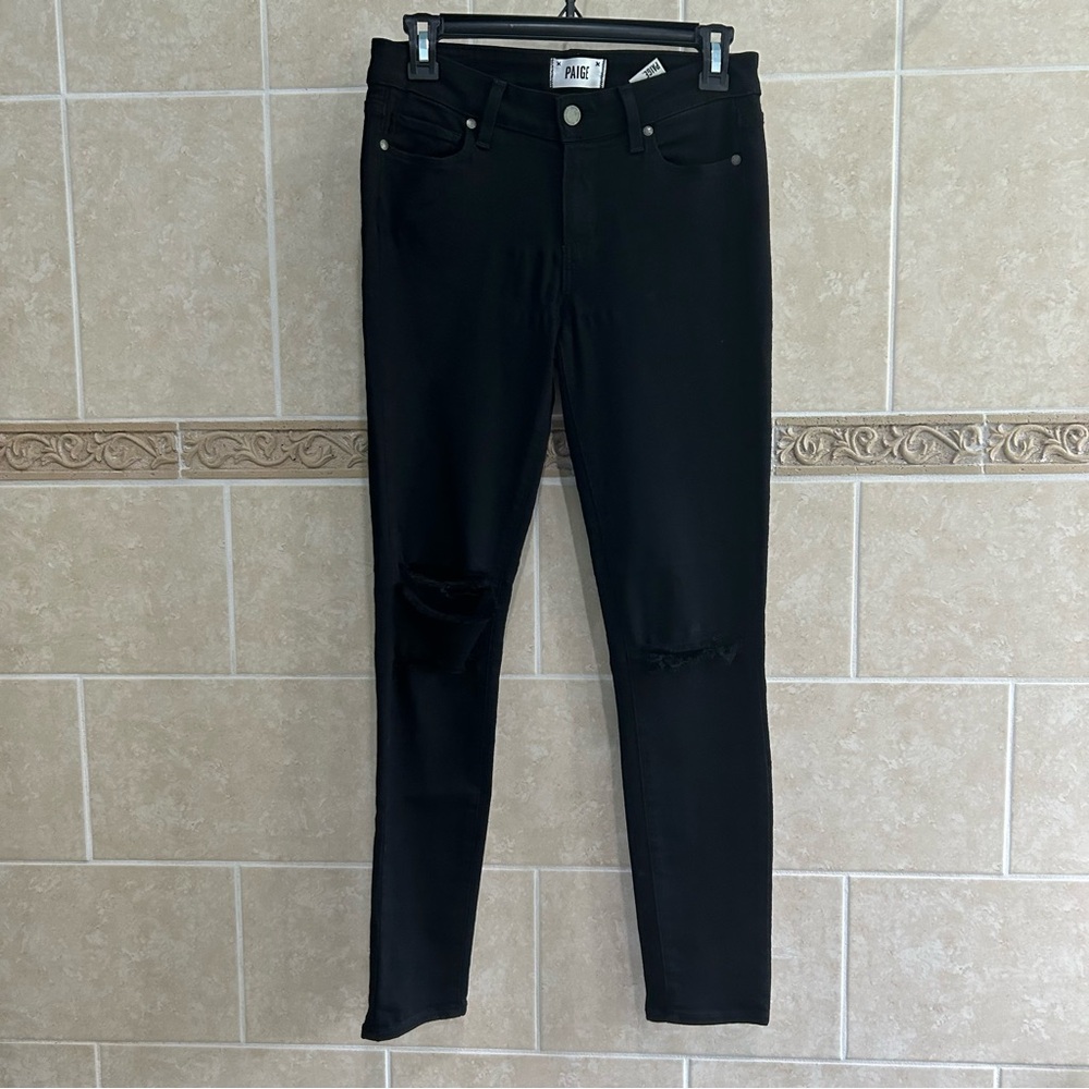 Paige Verdugo Distressed Ankle Jeans in Blackout